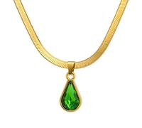 DLUKENY Collier ras du cou tendance en acier inoxydable avec pendentif en forme de goutte et cristal fait à la main pour fêtes et rassemblements, Amethyst, Acier inoxydable