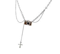 DLUKENY Collier ras du cou tendance marron à longueur réglable pour les amateurs de photographie et les créateurs de tendances, Métal
