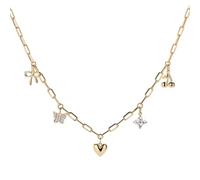 DLUKENY Collier tendance en forme de cœur et de papillon avec strass étincelants pour femme élégante et pour offrir, Cuivre