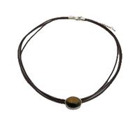 DLUKENY Collier tendance pour femme combinant cuir et pierre d'oeil Collier plastron pour femme Convient pour un look tendance, Cuir
