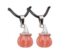 DLUKENY Collier unisexe réglable avec pendentif citrouille chapeau de sorcière et pierre d'agate naturelle sur cordon noir pour couples, taille unique, Comme décrit, Comme décrit.