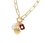 DLUKENY Élégant collier avec pendentif coloré fabriqué à partir de matériaux en acier robuste pour femme tendance confortable à porter au quotidien, Acier titane