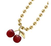 DLUKENY Élégant collier avec pendentif en forme de cerises en acrylique robuste accentué avec des perles d'amour élégantes pour un usage quotidien, Acrylique