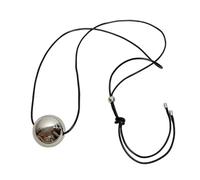 DLUKENY Élégant collier avec pendentif rond géométrique confortable avec chaîne réglable pour les amateurs de mode, Alliage, corde en cuir