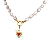 DLUKENY Élégant collier de perles artificielles de style irrégulier fait à la main pour les fêtes - Accessoire sophistiqué pour clavicule, Plastique/résine