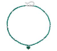 DLUKENY Élégant collier de perles fait à la main avec pendentif en forme de cœur - Accessoire de bijoux tendance pour toutes les occasions, Perles de riz en verre + alliage
