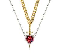 DLUKENY Élégant collier en forme de cœur et d'épées avec finition noire durable, adapté pour les tenues quotidiennes et les occasions spéciales, Acier inoxydable