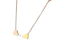 DLUKENY Élégant collier ras du cou à 3 cœurs en acier inoxydable pour femmes et filles bijoux tendance, Acier titane