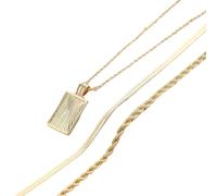 DLUKENY Élégant collier superposé pour femme avec pendentif rectangulaire, chaîne tendance, empilable, bijoux ras du cou