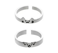 DLUKENY Lot de 2 bagues minimalistes sur le thème des chats et des chiens - Style dessin animé - Accessoires pour un usage quotidien