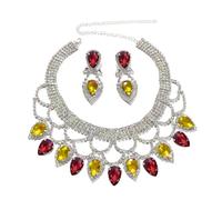 DLUKENY Parure collier et boucles d'oreilles en cristal texturé en métal pour les femmes qui aiment les accessoires fascinants et accrocheurs, Cuivre
