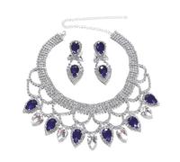 DLUKENY Parure collier et boucles d'oreilles en cristal texturé en métal pour les femmes qui aiment les accessoires fascinants et accrocheurs, Cuivre