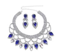 DLUKENY Parure collier et boucles d'oreilles en cristal texturé en métal pour les femmes qui aiment les accessoires fascinants et accrocheurs, Cuivre