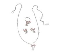 DLUKENY Parure de bijoux avec nœud en strass étincelants avec étoile en oxyde de zirconium pour femme pour ajouter de l'élégance à n'importe quelle tenue, Métal