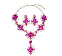 DLUKENY Parure de bijoux en cristal avec collier et boucles d'oreilles pour femme à la recherche de styles européens et d'attrait étincelant, Métal