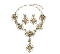 DLUKENY Parure de bijoux en cristal avec collier et boucles d'oreilles pour femme à la recherche de styles européens et d'attrait étincelant, Métal