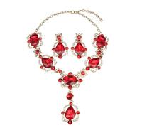 DLUKENY Parure de bijoux en cristal avec collier et boucles d'oreilles pour femme à la recherche de styles européens et d'attrait étincelant, Métal