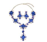 DLUKENY Parure de bijoux en cristal avec collier et boucles d'oreilles pour femme à la recherche de styles européens et d'attrait étincelant, Métal