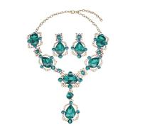 DLUKENY Parure de bijoux en cristal avec collier et boucles d'oreilles pour femme à la recherche de styles européens et d'attrait étincelant, Métal