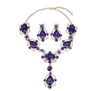 DLUKENY Parure de bijoux en cristal avec collier et boucles d'oreilles pour femme à la recherche de styles européens et d'attrait étincelant, Métal