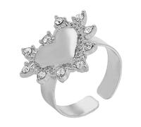 DLUKENY Parure de bijoux en forme de cœur en oxyde de zirconium comprenant collier, boucles d'oreilles et bagues portable pour fêtes et rendez-vous, Ringring, Alliage + strass