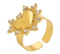 DLUKENY Parure de bijoux en forme de cœur en oxyde de zirconium comprenant collier, boucles d'oreilles et bagues portable pour fêtes et rendez-vous, Earrings, Alliage + strass