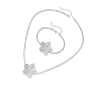 DLUKENY Parure de bijoux simple en acier inoxydable avec pendentif en forme de grande fleur et bracelet pour femme, convient à toutes les occasions, Acier inoxydable