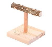 DLUKENY Perchoir en bois naturel pour perroquet - Branche debout avec base - Griffe de meulage pour petits oiseaux