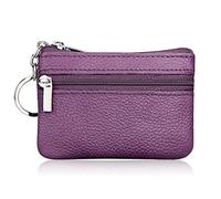 DLUKENY Sac à main à fermeture éclair en cuir véritable - Organisateur d'affaires - Cadeau de fête des, violet