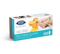 DLUX Boîte de 500 gants jetables en polyéthylène transparent, taille unique, sans latex, sans poudre, en plastique léger, préparation des aliments, teinture capillaire, nettoyage de faux bronzage