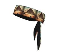 Dlxw Bandeau de sport double face - Absorbe la transpiration et respirant, convient pour la course, le yoga, le basket-ball, unisexe, 95 % polyester, 5 % élasthanne - Rêver des pyramides du khufu