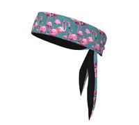 Dlxw Bandeau de sport double face - Absorbe la transpiration et respirant, convient pour la course, le yoga, le basket-ball, unisexe, 95 % polyester, 5 % élasthanne, un flocage de flamants roses