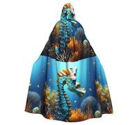 DLXW cape à capuche hippocampe bleu pour hommes et femmes