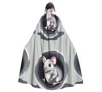DLXW Cape à capuche pour adulte Mouse in the hole - 100 % polyester, confortable et durable, parfaite pour Halloween, cosplay, fêtes costumées, spectacles sur scène