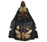 DLXW Cape d'Halloween pour homme et femme - Cape à capuche - Costume Renaissance médiévale - Doré - Libellule exquise