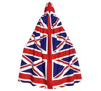 DLXW Cape d'Halloween pour homme et femme - Cape à capuche - Costume Renaissance médiévale - Drapeau britannique