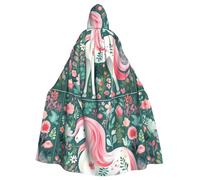 DLXW Cape d'Halloween pour homme et femme - Cape à capuche - Robe de reine - Costume Renaissance médiévale - Licorne avec cheveux roses