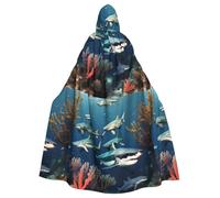 DLXW cape homme femme halloween cape capuche reine costume renaissance médiévale costume requins sous la mer