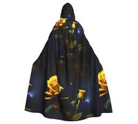 DLXW cape homme femme halloween cape capuche robe reine costume renaissance médiévale costume jaune roses nuit étoilée