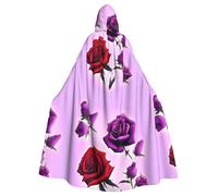 DLXW cape homme femme halloween cape capuche robe reine costume renaissance médiévale costume rouge et violet roses