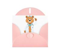 DLXW Carte de vœux Motif ours Docteur Rose Pour Noël, anniversaire d'enfant, Saint-Valentin, anniversaire de mariage et invitation à une fête