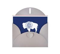 DLXW Carte vierge avec enveloppe - Drapeau de l'État du Wyoming - Carte de remerciement - 15,2 x 10,2 cm - Enveloppe grise