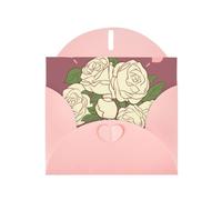 DLXW Carte vierge blanche avec enveloppe rose d'amour 15,2 x 10,2 cm