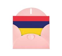 DLXW Carte vierge drapeau de l'Ile Maurice avec enveloppe - Carte de vœux - Carte de remerciement - 15,2 x 10,2 cm - Enveloppe rose