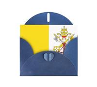 DLXW Carte vierge drapeau du Vatican avec enveloppe, carte de vœux, carte de remerciement, 15,2 x 10,2 cm, enveloppe bleue