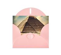 DLXW Carte vierge Dreaming of the Pyramids of Khufu avec enveloppe, carte de vœux, carte de remerciement, 15,2 x 10,2 cm, enveloppe rose