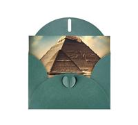 DLXW Carte vierge Dreaming of the Pyramids of Khufu avec enveloppe, carte de vœux, carte de remerciement, 15,2 x 10,2 cm, enveloppe vert foncé