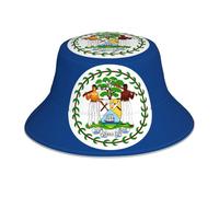 DLXW Chapeau bob réversible réfléchissant unisexe - Impression double face, protection UV, léger et respirant pour activités de plein air Drapeau Belize noir