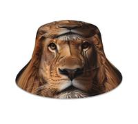 DLXW Chapeau de pêcheur double face avec bande réfléchissante pour femme et homme - Chapeau de pêche à la plage - Double face - Porter le regard du lion