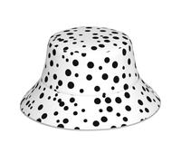 DLXW Chapeau de pêcheur double face avec bande réfléchissante pour femme et homme - Chapeau de pêche double face - Noir et blanc à pois